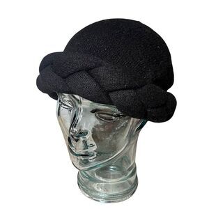 Vintage Italian Betmar Black Braided Turban Hat Cover Up Women One Size